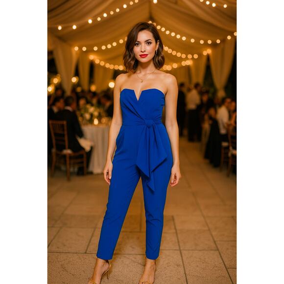 Yumi Kim "Hot To Trot" Royal Blue Strapless Jumpsuit Small Party Cocktail Chic - Picture 1 of 10